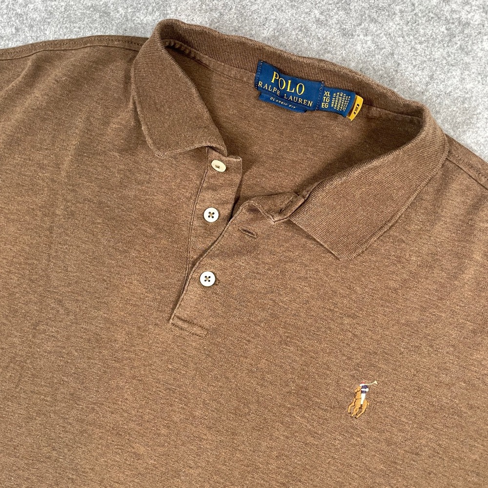 Polo Ralph Lauren Mens Polo Shirt XL Brown Classic Fit Short Sleeve Pony Logo